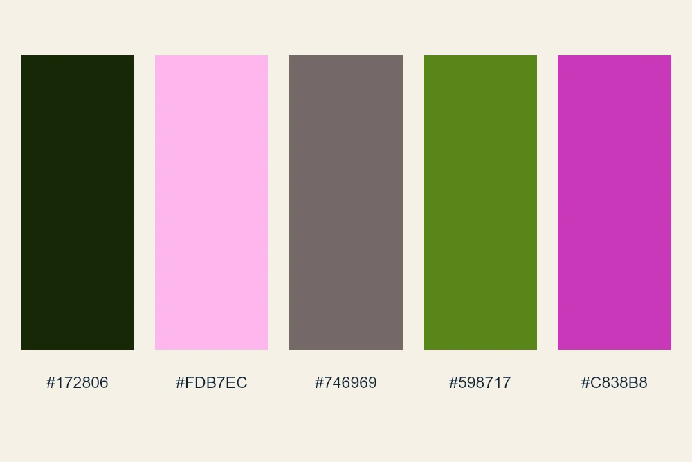 Color Palette result: Five colors extracted from the photo, shown with their HEX codes. Palette output is color codes, not an edited photograph.